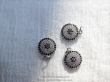 Silver Evil Eye Charm, CZ Micro Pave Tiny Evil Eyes Black Pave #121