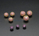 CZ Micro Pave Beads, Gold or Black with Pink Fushia CZ Round Cubic Zirconia Diamond Pave Beads 6.8.10 mm Red/Black Pelicans CZ Bead Spacers