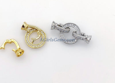 Donut Clasp Buckle, CZ Micro Pave 2 Hole O Ring and Interlocking Clips - A Girls Gems
