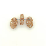 CZ Micro Pave Oval Egg Beads, AG 478, Lace Filigree 18 k Rose Gold Silver Black Lace Boho Cubic Zirconia Spacer
