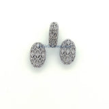 CZ Micro Pave Oval Egg Beads, AG 478, Lace Filigree 18 k Rose Gold Silver Black Lace Boho Cubic Zirconia Spacer