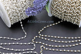 Silver Pyrite Beaded Rosary Chain, 4 mm Natural Faceted Rondelle Beads CH #506, Quality Wire Wrapped Chains