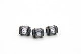 Black Tube Beads, CZ Pave Big Hole Gold, Silver Crystal Beads, 10 x 12 mm - A Girls Gems
