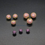 CZ Micro Pave Beads, Gold or Black with Pink Fushia CZ Round Cubic Zirconia Diamond Pave Beads 6.8.10 mm Red/Black Pelicans CZ Bead Spacers
