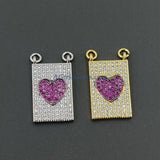 CZ Micro Pave Pink Heart Charm, Scapula Style Blue Turquoise - A Girls Gems