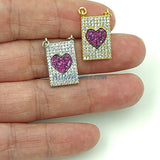 Gold CZ Pave Blue Cross Charm, 12 x 20 mm Scapula Heart Style Sapphire Rectangle Charm #442, 2 jump ring Connector - A Girls Gems