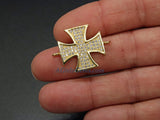 CZ Micro Pave Maltese Cross Connector Link, Gold Large 30 mm Cross Charm for Bracelet #216, Firefighter St John Jewelry Supplies - A Girls Gems