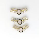 CZ Micro Pave Curved Bar Connectors, Cameo Links for Necklace or Bracelets Jewelry Making Spacers, Gold/Black Chevron/Leaf Linking Charms