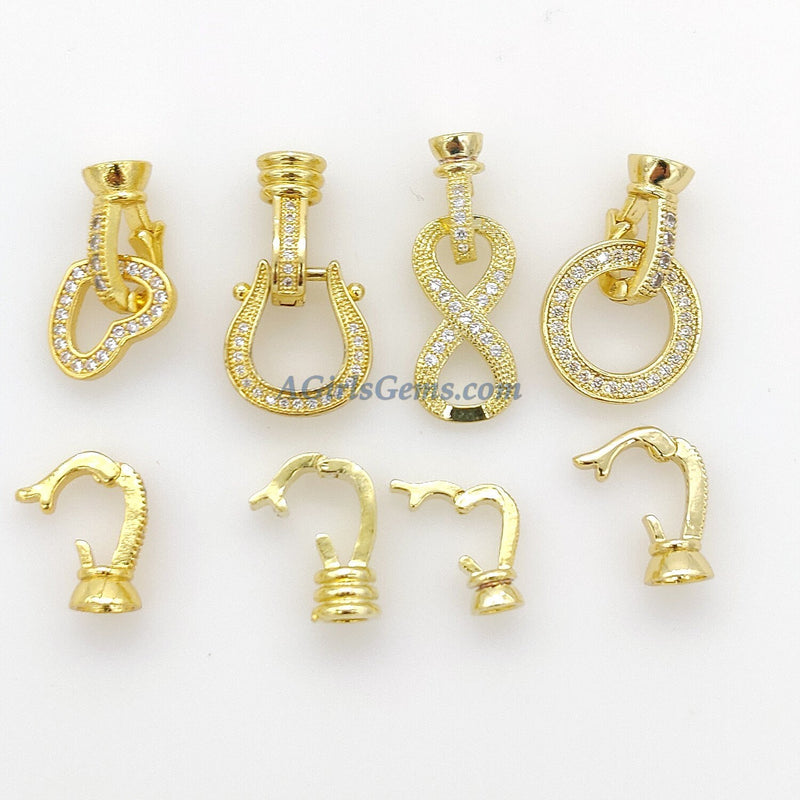 Donut Clasp Buckle, CZ Micro Pave 2 Hole O Ring and Interlocking Clips - A Girls Gems