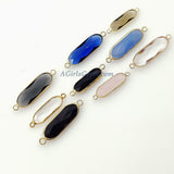 Crystal Clear Connector Link, 2 Pcs Bracelet Bar, Black/Blue/Smoky/Clear Gold Plated Glass Bezel Color Links for Bracelet DIY