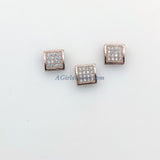 CZ Micro Pave Bead Cube Beads, Flat Square Beads, Rose Gold/Gold/Silver Big Hole Spacers