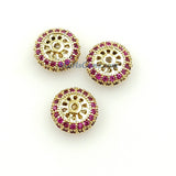 CZ Micro Pave Round Beads, 2 Pieces Flat Rondelle Donut, 6 mm