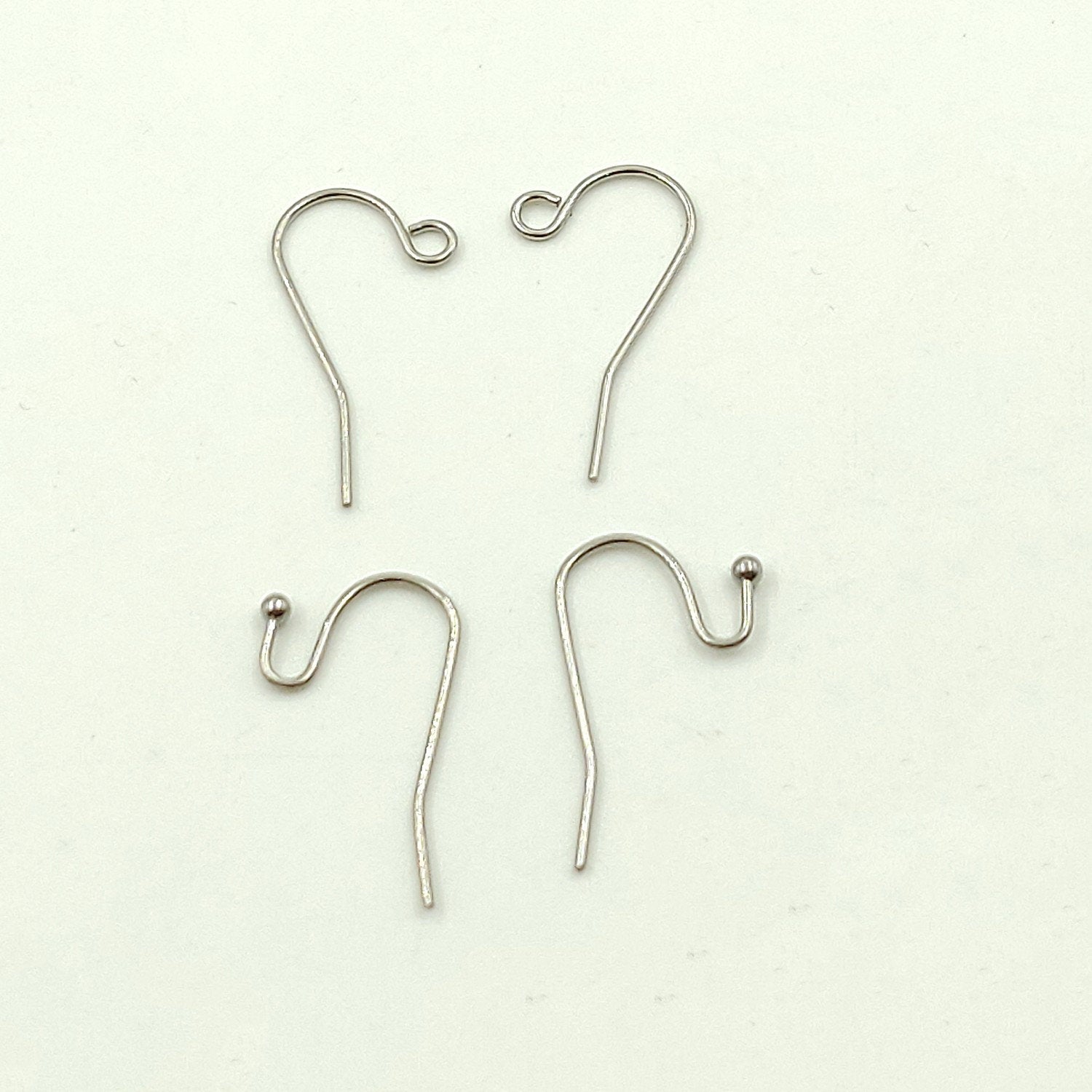Silver Ear Hooks, Earring Findings Surgical Stainless Steel Earwires, Open Loop Fish Hooks or Ball End Earring Components Bulk Wholesale
