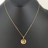 Gold Initial Necklace,  Micro Pave CZ Gold Medallion Coin Disc Alphabet Choker, Handmade Adjustable, Regina Harp Designs - A Girls Gems