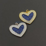 CZ Pave Blue Heart Charms, Pink CZ Love Heart Shapes Pendants #442, Gold Emerald Green Hearts