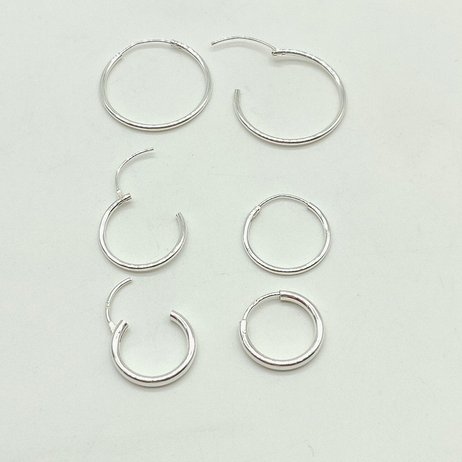 14 K Gold Hoop Earrings, 925 Sterling Silver, Small or Large Round Hoops #196