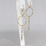 14 k Gold Hoop Dangle Earrings in Gold Rainbow Cubic Zirconia, 2 Links or 1  in 14 K Gold Filled - A Girls Gems