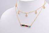 Rainbow Bar Necklace Pyrite and Iolite Gemstone - A Girls Gems