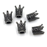 CZ Micro Pave Crown Shaped Beads, 3 Pcs King Crown Spacer #517, Beaded Bracelets Necklaces