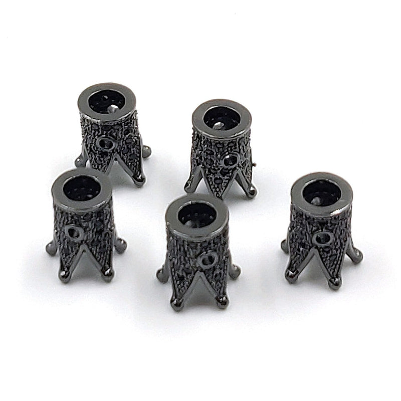 CZ Micro Pave Crown Shaped Beads, 3 Pcs King Crown Spacer 