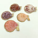 Large Seashell, Gold Edge Seashell Pendants, Beach Scallop Natural Shell Pendants, Gold Dipped, Gilded Jewelry Boho Style Supplies Bulk - A Girls Gems