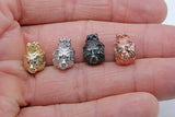 CZ Micro Pave Tiger Head Bead, Lion King Crown Head, Green Eye Panther Cat, Rose, Gold, Silver, Black Animal Head Bead