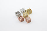 CZ Square Cube Beads, Cubic Zirconia Small Hole Spacer Beads, Rose