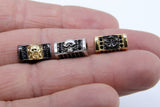 CZ Micro Pave Skull Head Rectangle Beads, Anchor Gold Black Pave Bracelet Beads, Square Spacers for Men's Jewelry Findings