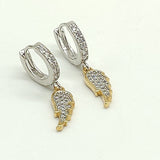 Huggie Hoop Earrings, Labradorite and Gold Hoops, CZ Latch back Gemstone Earring - A Girls Gems