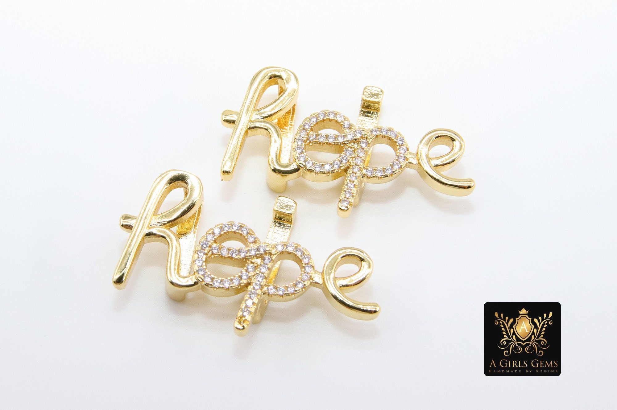 CZ Micro Pave Hope, Dream, Believe Slider Charms