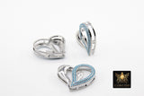 CZ Micro Pave Heart Slider Charms, Silver Blue Turquoise CZ Charms Bracelet - A Girls Gems