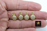 CZ Micro Pave Pineapple Slider Charms, Gold 3D Fruit Charms, Tropical Beach Bracelet
