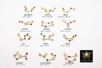 Cancer Necklace, 14 k Gold Horoscope Zodiac Sign Constellation Choker, CZ Pave July Birthday - A Girls Gems