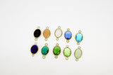 Teardrop Charm Connectors, 2 Pcs Oval Egg Charms Gold in Blue, Green