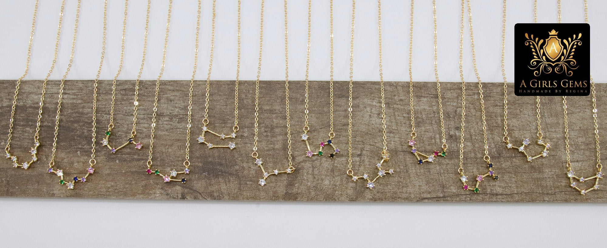 Virgo Zodiac Necklace, Gold Filled Horoscope Star Sign Constellation Choker - A Girls Gems