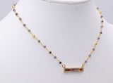 Rainbow Bar Necklace Pyrite and Iolite Gemstone - A Girls Gems