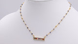 Rainbow Bar Necklace Pyrite and Iolite Gemstone