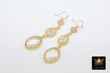 Rose Quartz Earrings, Elegant Formal Drop Earrings, CZ Long Gemstone Dangle Studs, Gold, 925 Pink Opal Jewelry - A Girls Gems