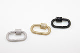 CZ Pave Carabiner Lock, Clear Gold Heart Shape Screw Clasps #2325, Silver and Black Interlocking Lobster Claw