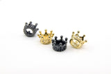 CZ Micro Pave Crown, Shaped Beads #869, 3 Pcs Queen King Crown Spacers