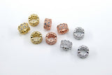 CZ Micro Pave Beads, 2 Pcs Tube Beads 5 mm x 8 mm Cubic Zirconia Hexagon Honeycomb Focal beads, Silver, Gold, Rose Big Hole Beads - A Girls Gems