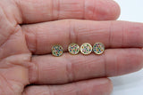 CZ Micro Pave Disc Stud Earrings, 2 Pairs Tiny 8 mm Round Gold Rainbow Post Hoops,Flamingo Earrings