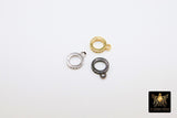 Gold CZ Charm Holder Connector Rings, 8 or 10 mm Cubic Zirconia Slide Spacer Big Circle #137, Large Hole Silver