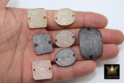 CZ Micro Pave Rectangle Connectors, Curved Bar Gunmetal Black CZ Bracelet Bar, Leather Charms Bead Wide Links, Boho Knotting Braiding Charms - A Girls Gems