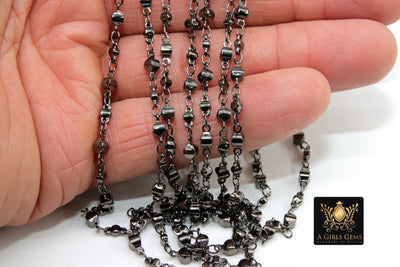 Black Beaded Rosary Chain, Religious Chain for Jewelry - A Girls Gems