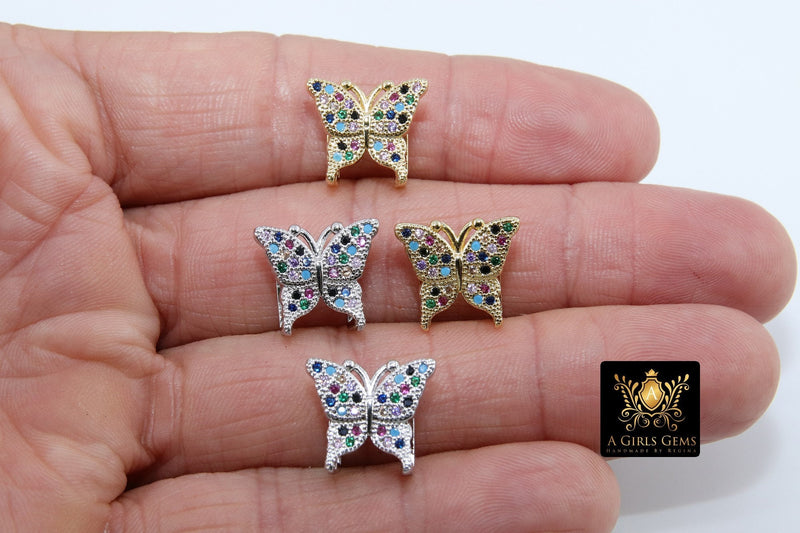 CZ Micro Pave Butterfly Slider Charms, Gold - A Girls Gems