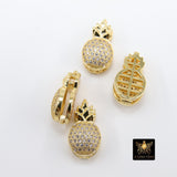 CZ Micro Pave Pineapple Slider Charms, Gold 3D Fruit Charms, Tropical Beach Bracelet