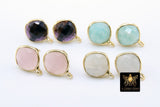 Gold Plated 925 Sterling Silver Stud Gemstone Earrings with Loops, 12 x 15 mm Rose Quartz Round Diamond Jewelry Findings