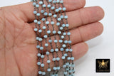 Gunmetal Black Aqua Crystal Beaded Rosary Chain, 4 mm Jewelry Chains CH #319, Bulk