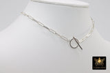 Tiger Head Chain Necklace, 925 Sterling Silver Toggle, Rectangle Chunky Drawn Chain